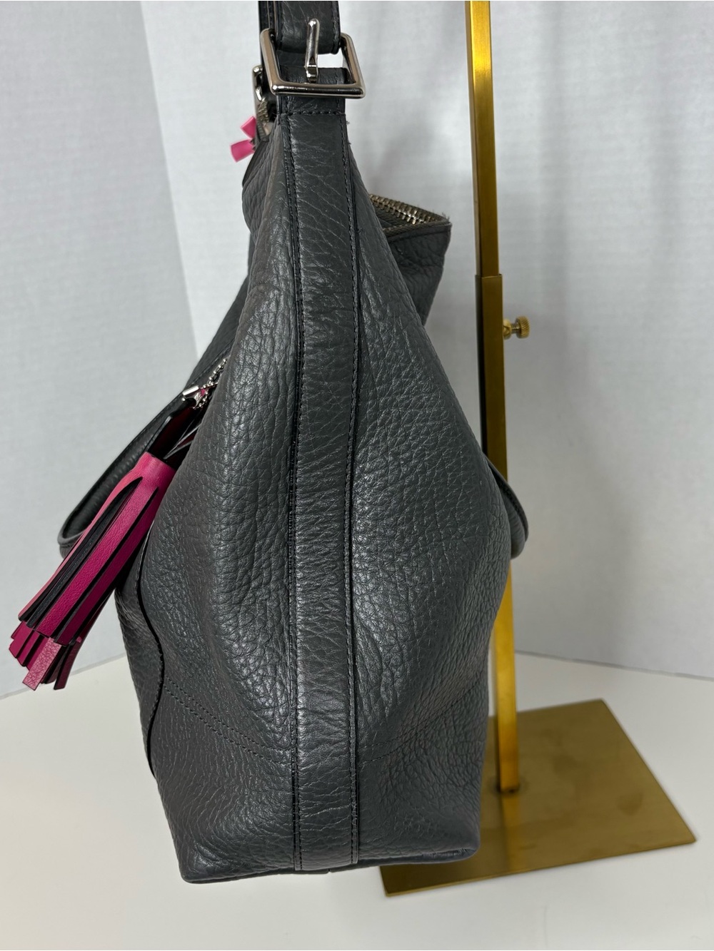 Coach Legacy Rory Textured Pebbled Leather Bobo in the Graphite/Berry colorway - Picture 5 of 17